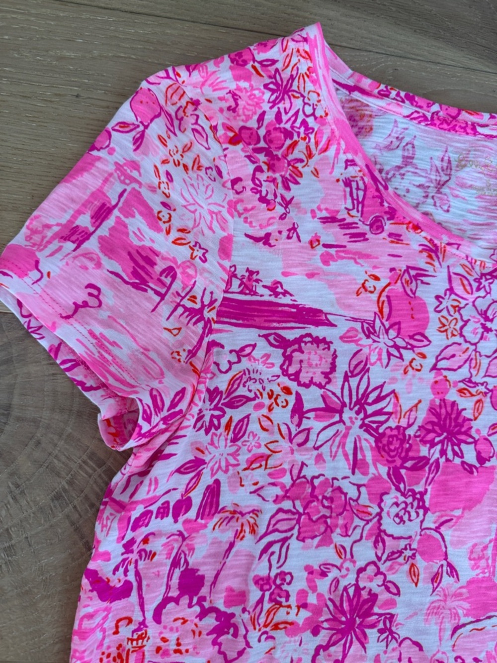 NWOT Lilly Pulitzer Etta Round Neck Pink Patterned Short Sleeve Women's T size S - Picture 3 of 12